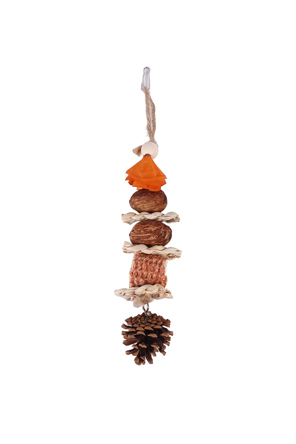 Natural Bird Toy with Corn Husk Flower